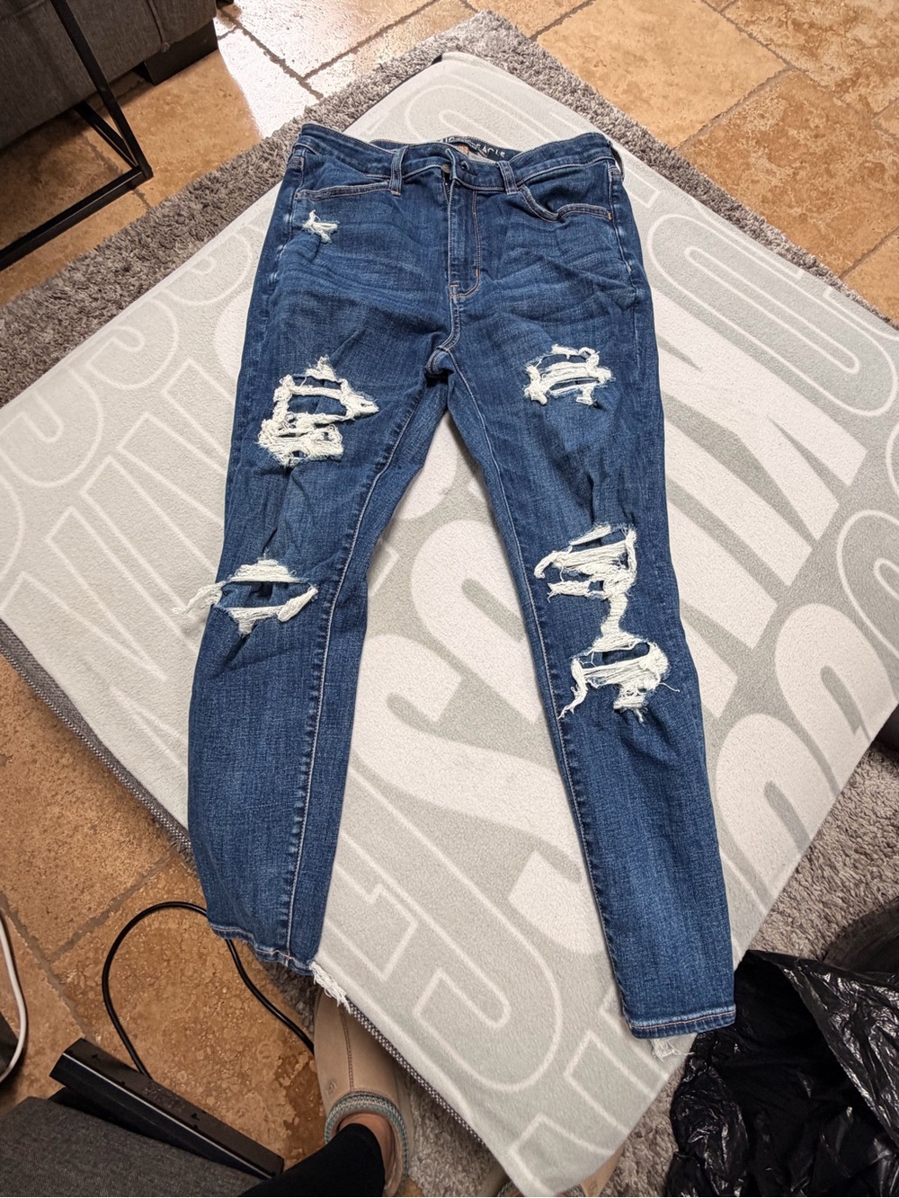 American Eagle Outfitters Ripped Dark Blue Skinny Jeans